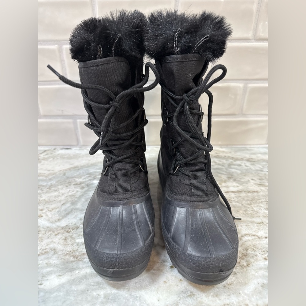 Kamik Black Faux Fur–Lined Winter Snow Boots – Women’s 6 – Made in Canada
